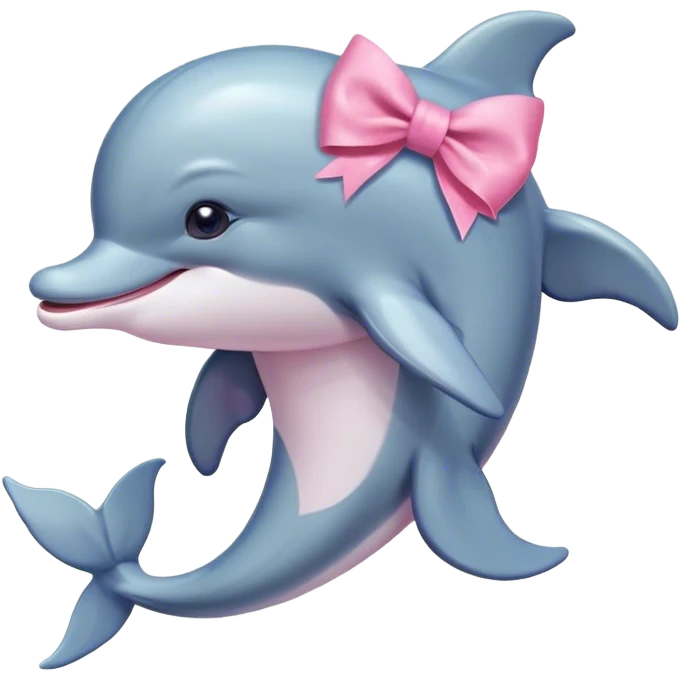 Cute dolphin with a pink bow sitting down emoji