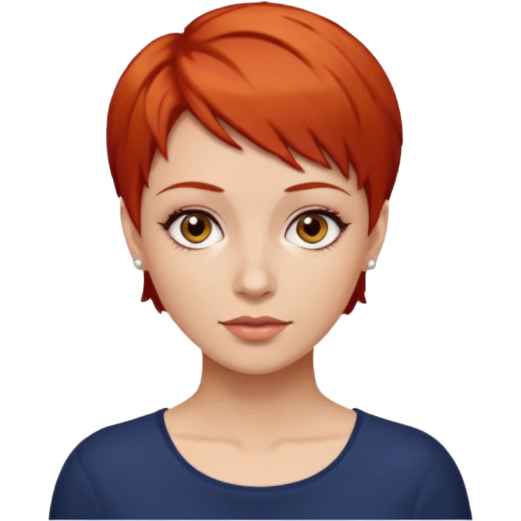 women with very short red hair with brown eyes emoji