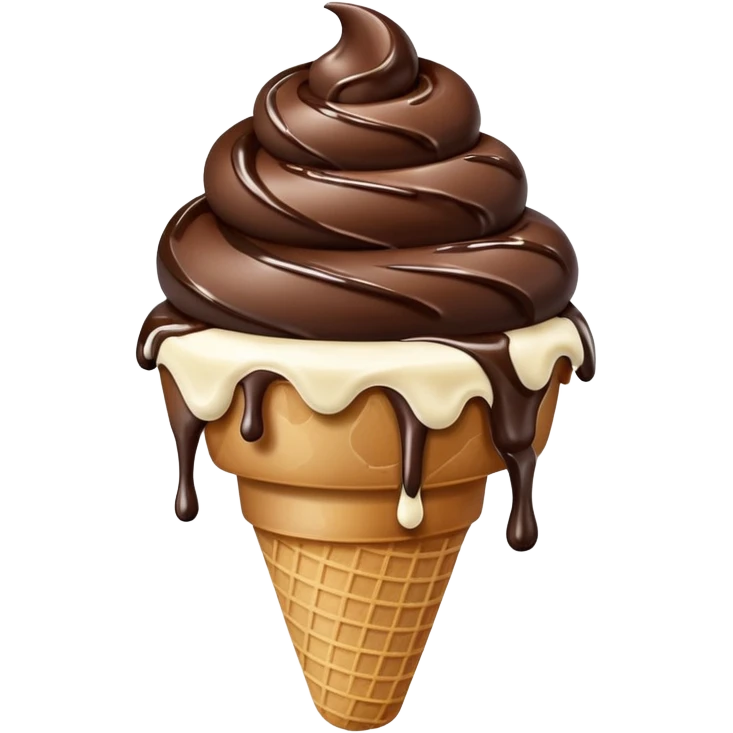 melted white and dark chocolate ice cream emoji