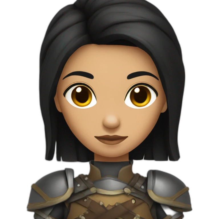 warrior woman black hair mediaval sword emoji