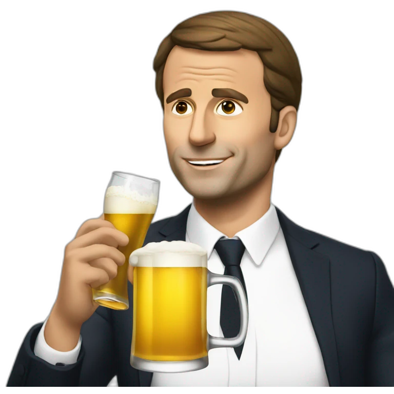 Macron drinking beer emoji