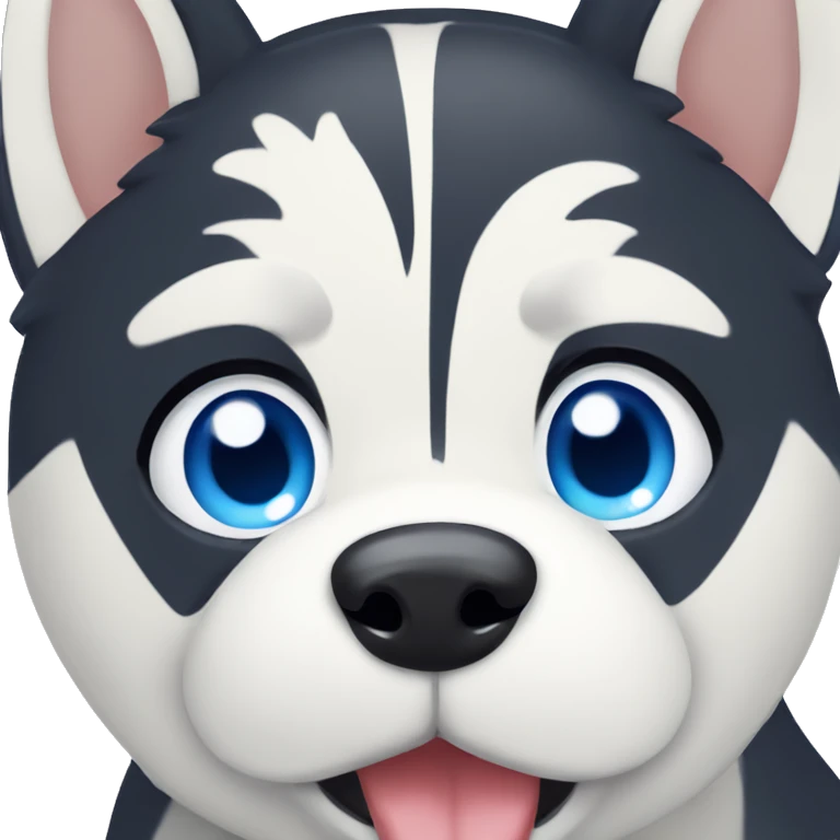 Husky with blue eyes and tongue out emoji