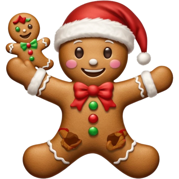 christmas gingerbread man with santa hat emoji