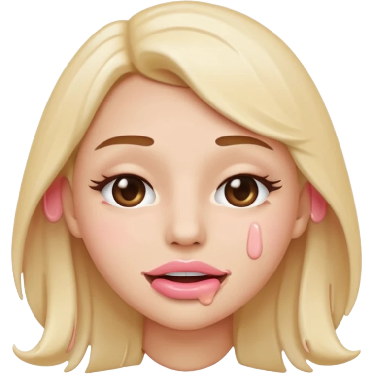 (masterpiece), (nsfw:1.4), (vector emoji style:1.2), (parted glossy lips:1.4), (creamy white drip at mouth corner:1.5), (slightly visible teeth:1.1), (soft pink cheek blush:1.2), (clean shading:1.2) emoji