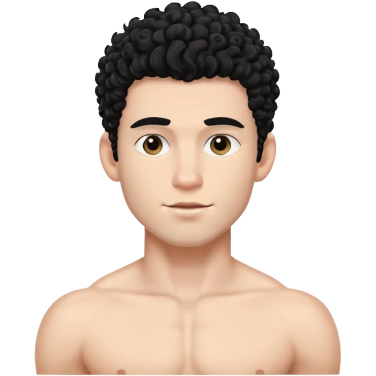 shirtless male athlete with white skin and black curly hair on top with shaved sides emoji