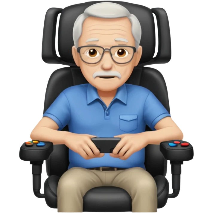old man in gaming chair at a gaming desk emoji