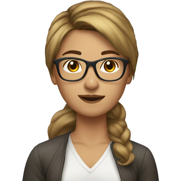 woman glasses brown hair with blond highlight shoulders in the air emoji