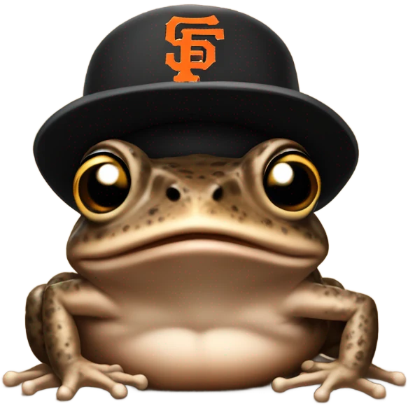 Brown toad with black San Francisco Giants hat emoji