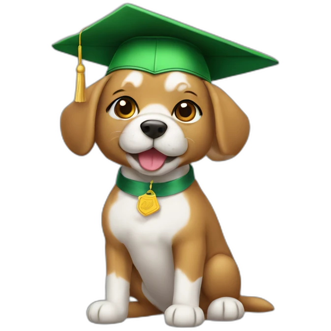 perrito con gorro de graduación verde emoji