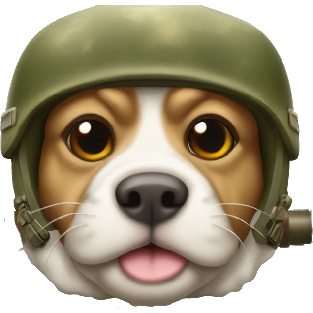 A toad having a race with a dog as a soldier in a tank shaped as a plane emoji
