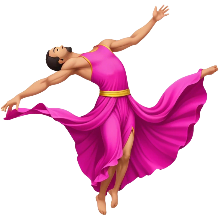 A guy doing a back flip in a pink dress emoji