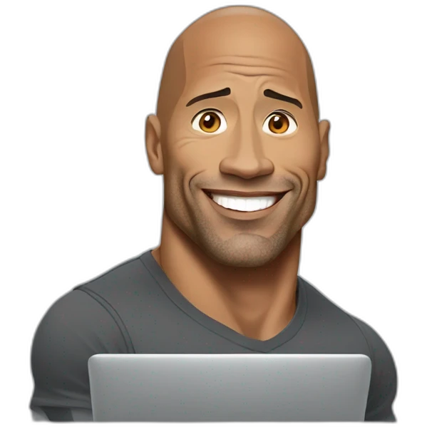Dwayne johnson with laptop emoji
