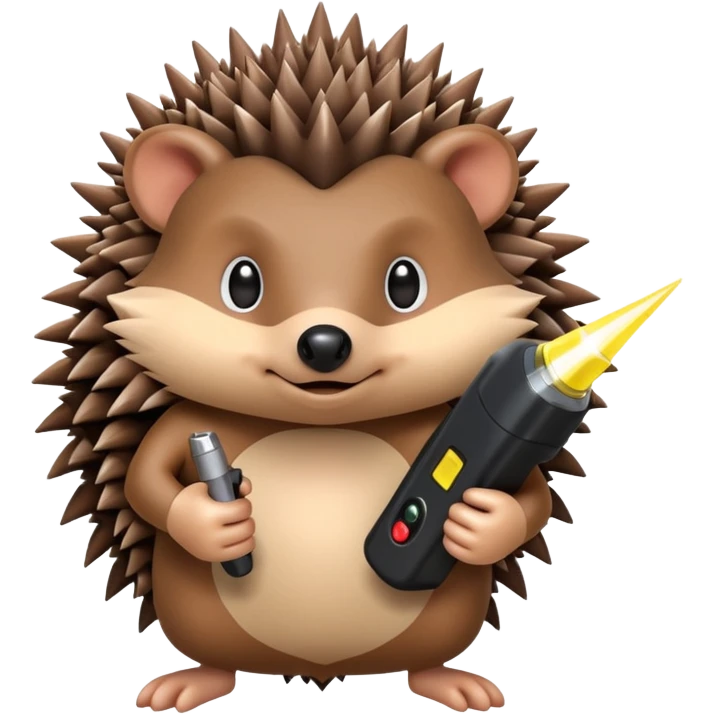 Hedgehog holding a taser emoji