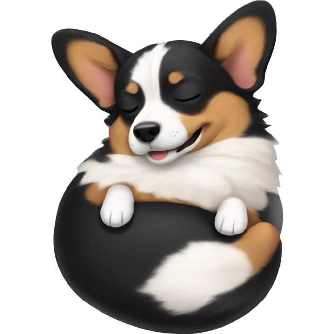 black corgi sleeping on his back emoji