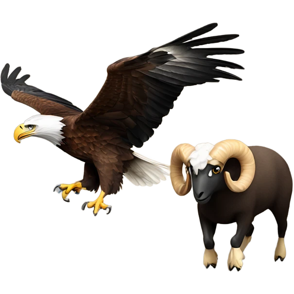 Eagle chasing a sad ram emoji