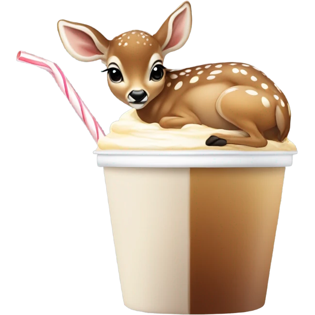 Baby deer drinking iced coffee emoji