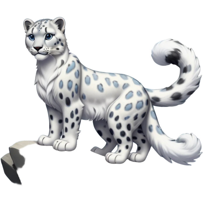 cinematic-snow-leopard-realistic-full-body-standing-emoji,-muscular-yet-graceful-body-balanced-on-rocky-cliffs,-long-fluffy-tail-swirling-behind,-head-tilted-dramatically,-thick-ghostly-white-fur-speckled-with-black-rosettes,-piercing-icy-blue-eyes,-simplified-yet-realistic-focused-features,-highly-detailed,-glowing-with-an-almost-sarcastic-glow emoji