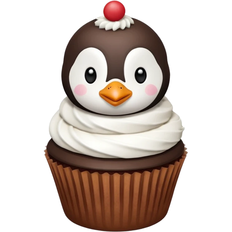 Um cupcake pinguim emoji