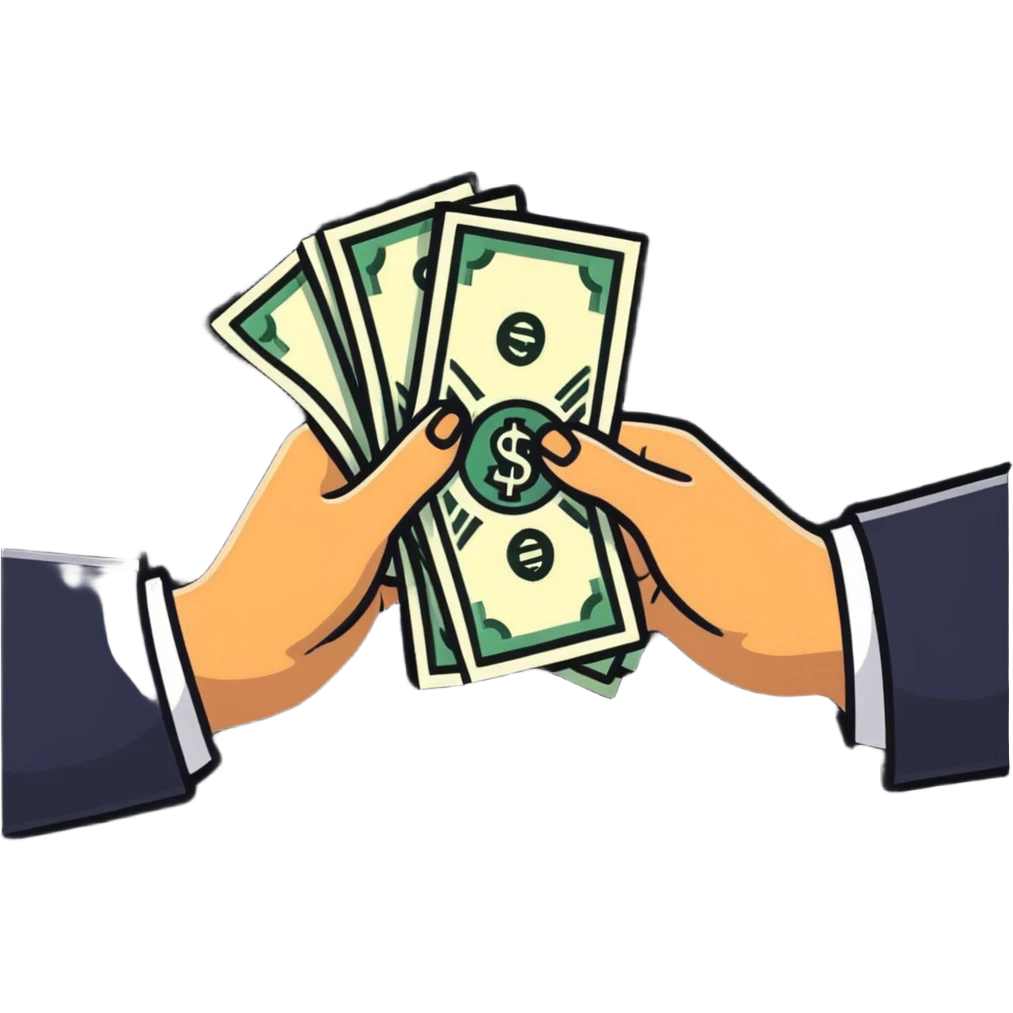 money being handed from one person to another emoji