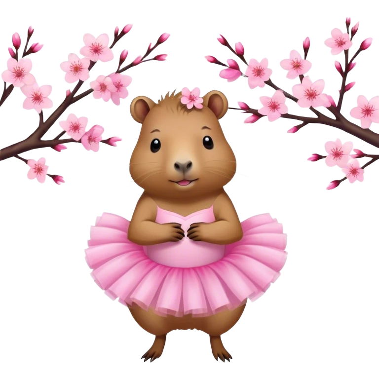 capybara wearing a pink tutu,Cherry blossom emoji