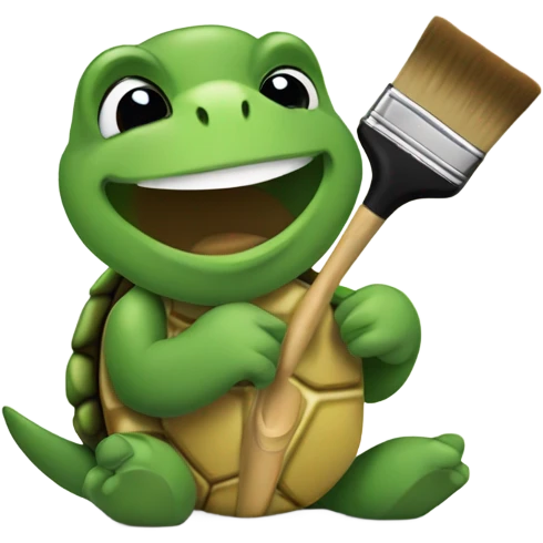 Turtle with a painting brush  emoji