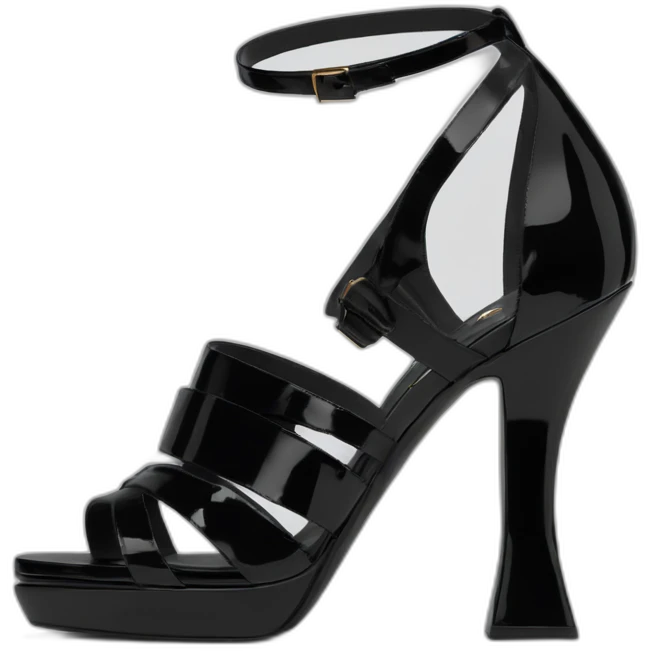 Ysl TRIBUTE heel SANDAL black PATENT LEATHER emoji