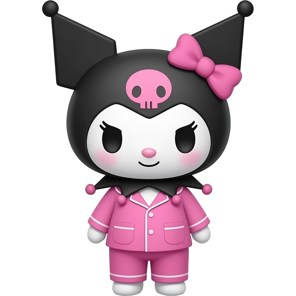 kuromi hot pink pajamas sleepy emoji