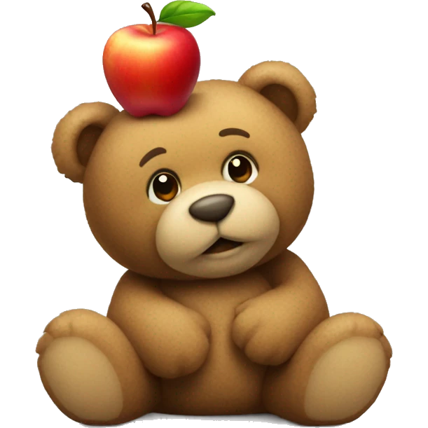 Teddy bear with apple emoji