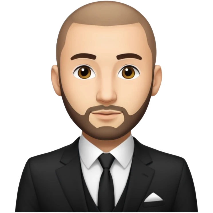 karim benzema, light skinned, wearing suit, photorealistic emoji