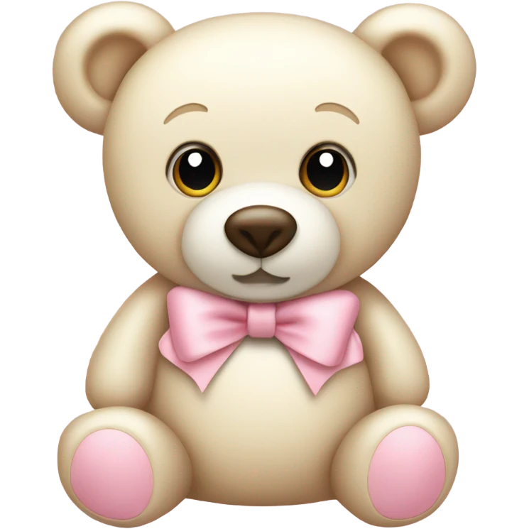 cream colored teddy bear with pastel pink bow emoji