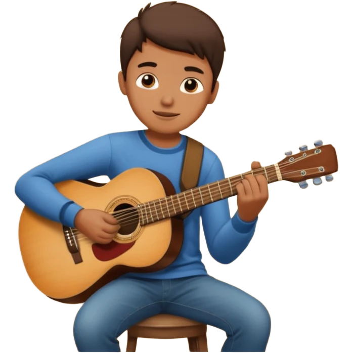 boy playing guitar indoors emoji