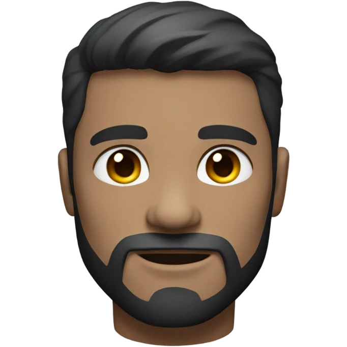 muscular man face half robot with short straight, dark hair and a neatly trimmed beard emoji