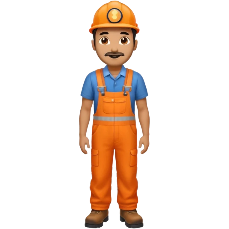 Indian male railway engineer orange overalls, boots  emoji