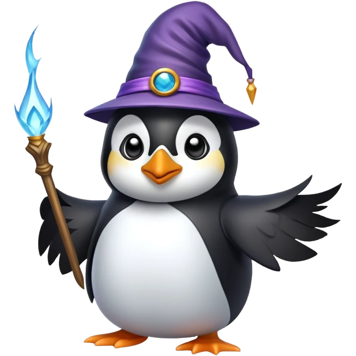 penguin wizard casting a spell emoji