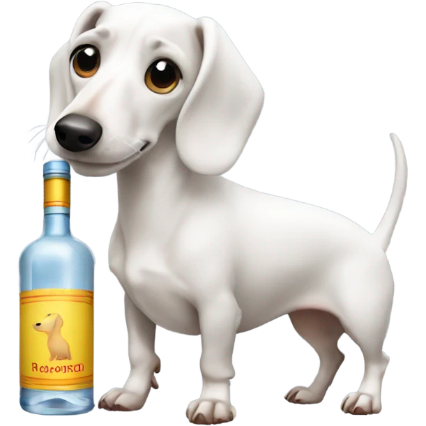White Dachshund with vodka   emoji