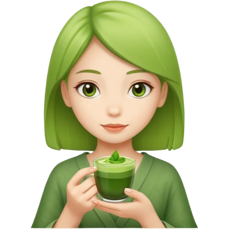 Girl with a matcha emoji