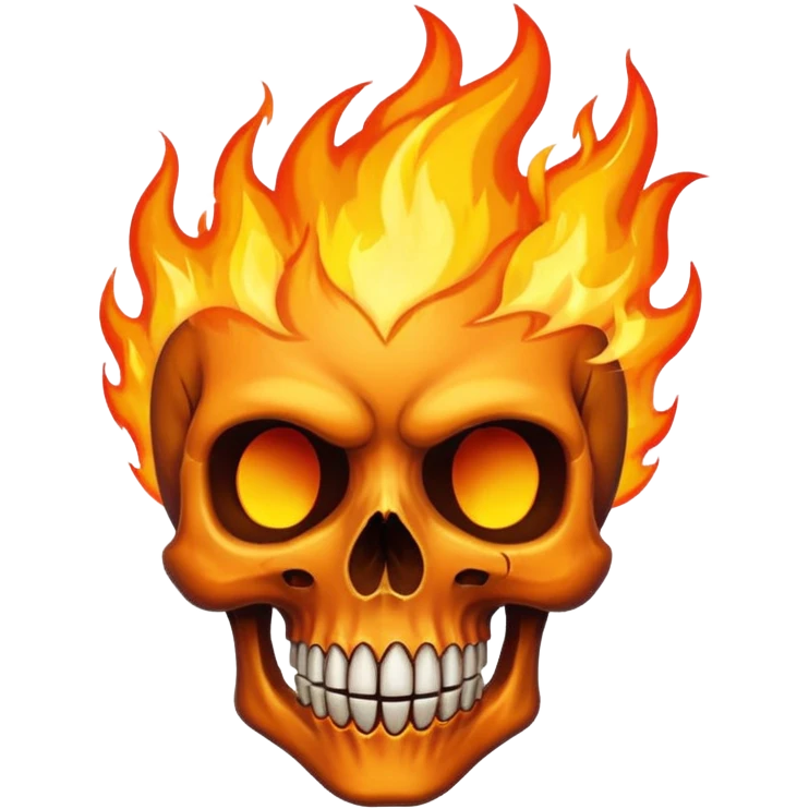 A burning skull with high flames emoji