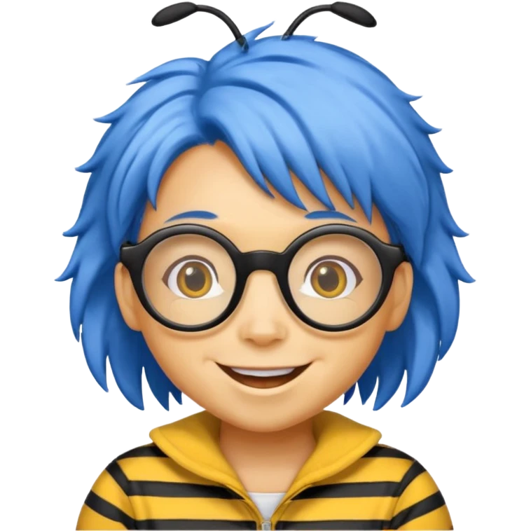 bee with blue hair and spectacles emoji