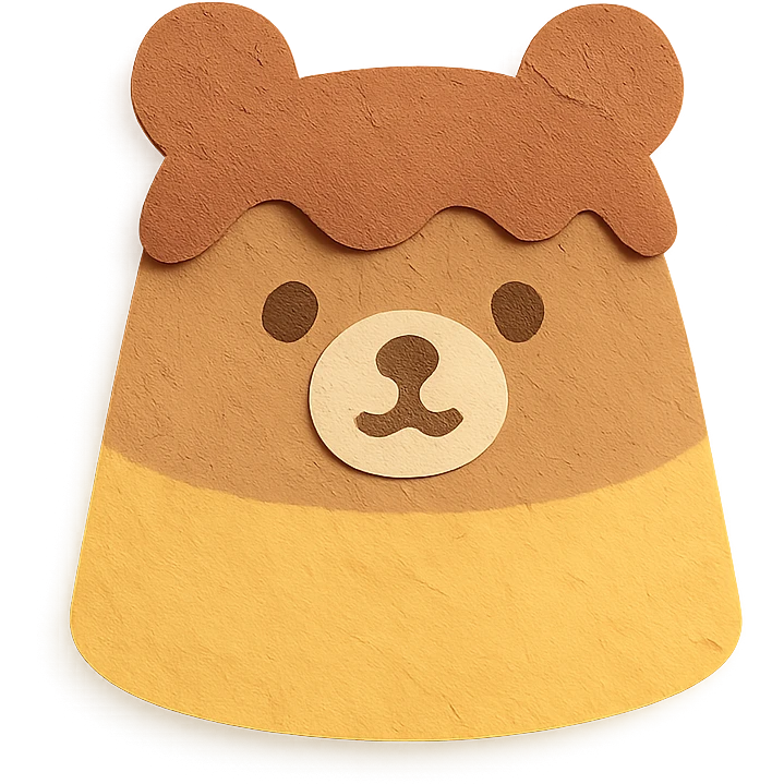 cute bear-shaped pudding, paper craft style emoji