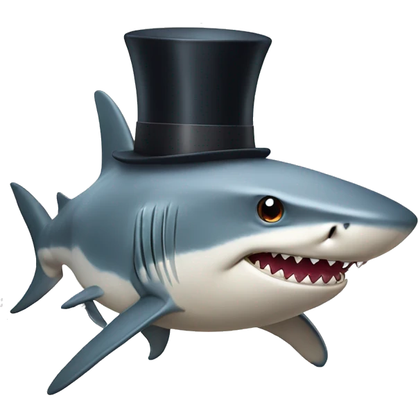 Shark with a top hat emoji