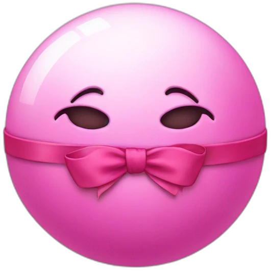 pink ball character with no mouth and a head ribbon emoji