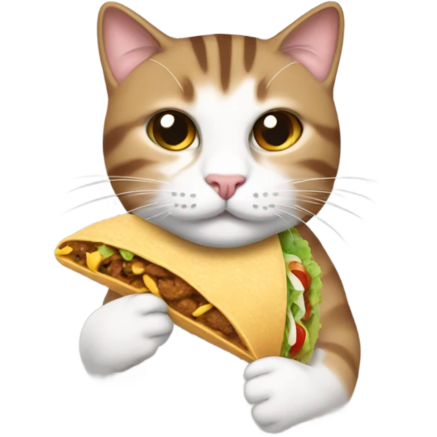 Brown and white tabby cat holding taco  emoji