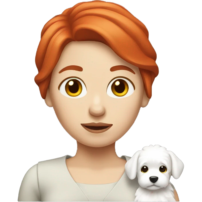 woman with short red hair holding a coton emoji