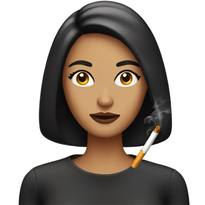 woman with long lashes and a side part bob smoking a cigarette  emoji