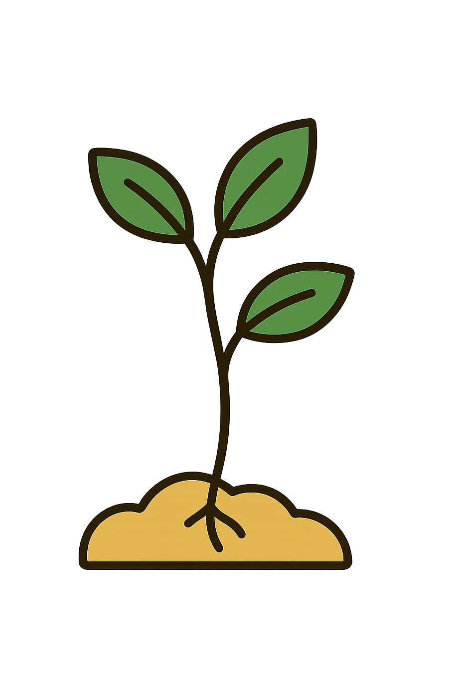growing plant, minimalistic, green gold and white color scheme, clean lines, no background emoji