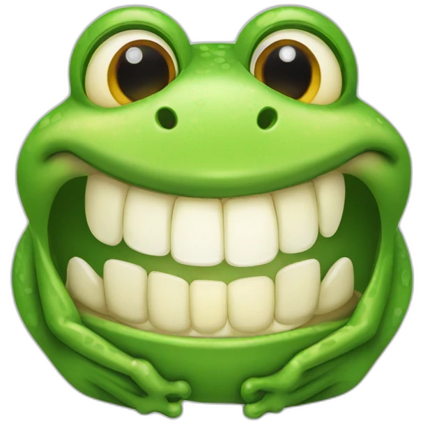 Smiling frog front 2 teeth's are outside  emoji