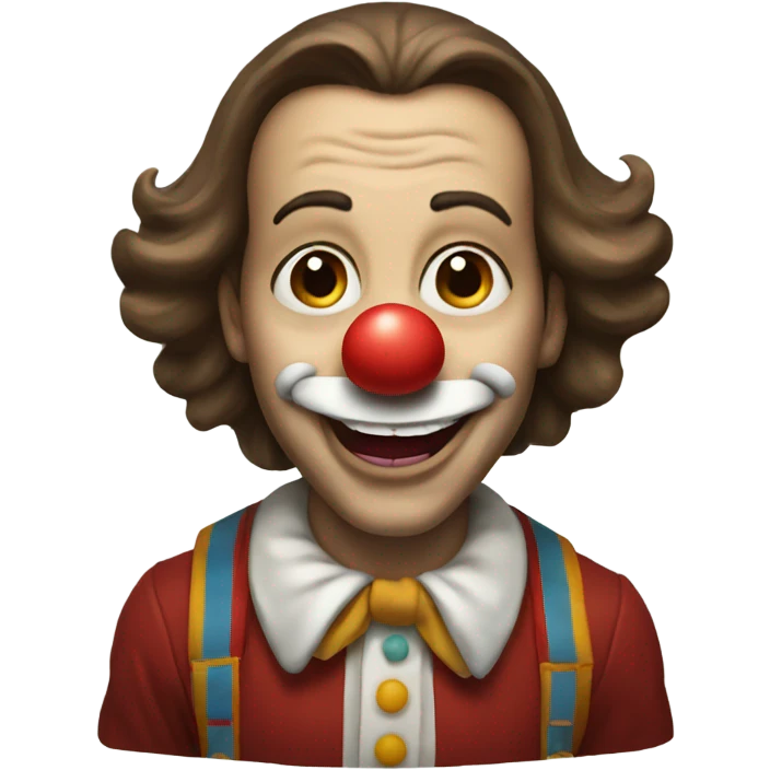 Clown with a brown long hair and tongue out emoji