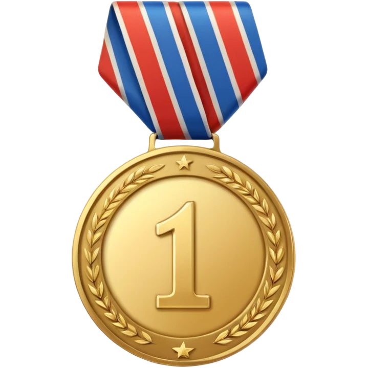 Medalla con número uno, y detrás un certificado emoji