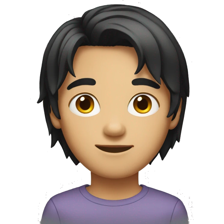 boy with middle lengh black straight hair emoji