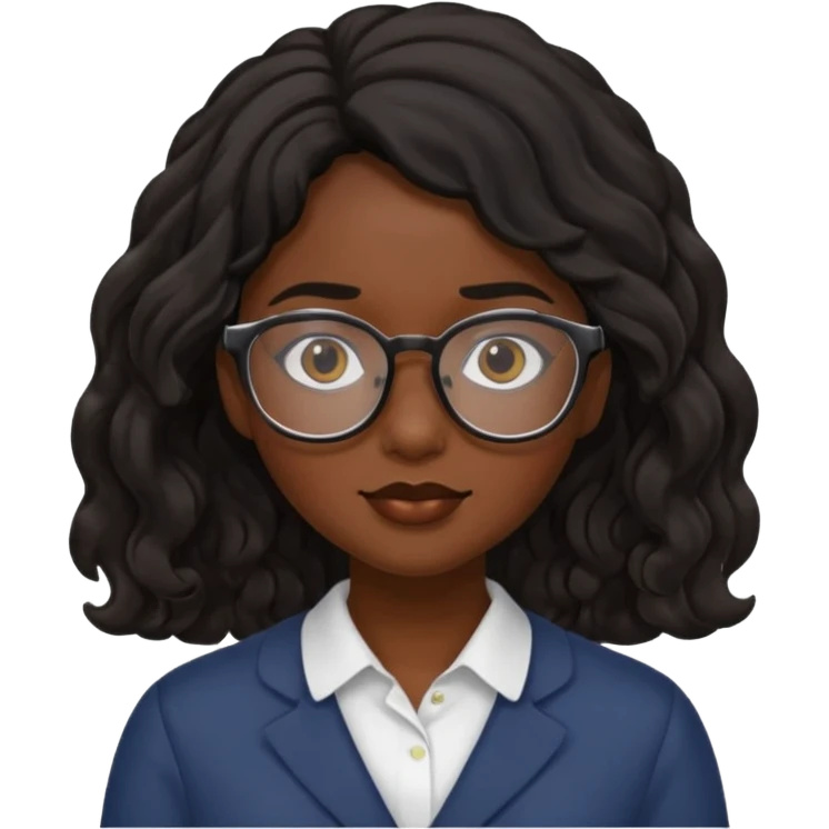 Una chica morena ondulada pelo negro con lentes  emoji